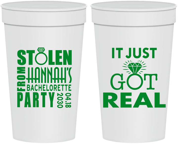 Personalized Bachelorette 32 oz Stadium Cups - Just Got Real | 60141
