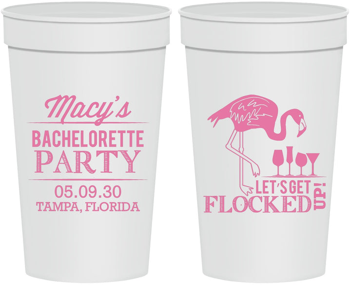 Personalized Bachelorette 32 oz Stadium Cups - Lets Get Flocked Up | 60143