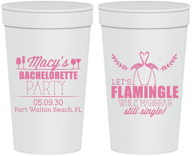 Personalized Bachelorette 32 oz Stadium Cups - Lets Flamingle Still Single | 60144