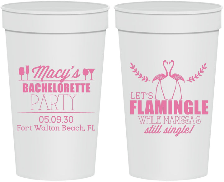Personalized Bachelorette 32 oz Stadium Cups - Lets Flamingle Still Single | 60144