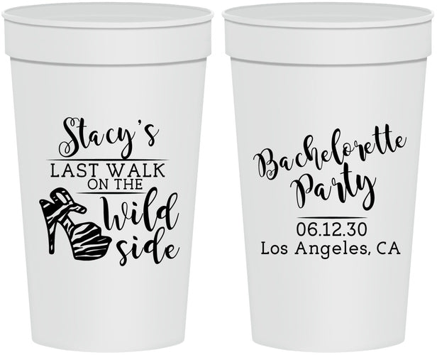 Personalized Bachelorette 32 oz Stadium Cups - Last Walk Wild Side | 60148