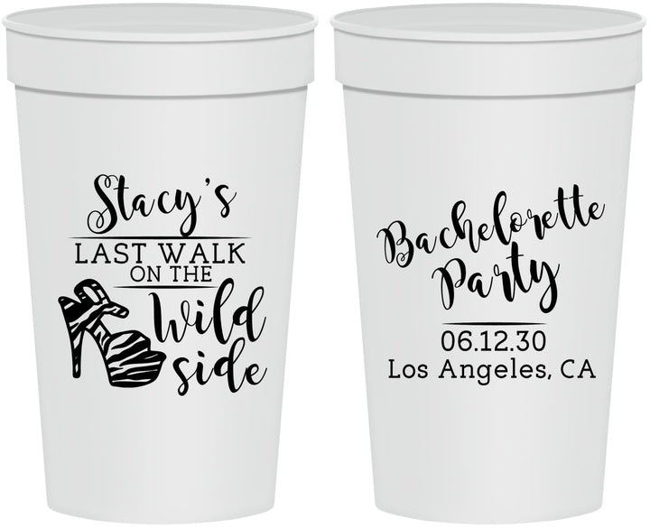 Personalized Bachelorette 32 oz Stadium Cups - Last Walk Wild Side | 60148