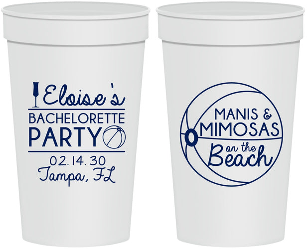 Personalized Bachelorette 32 oz Stadium Cups - Manis Mimosas | 60149