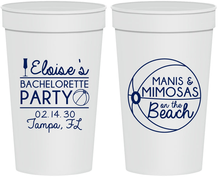 Personalized Bachelorette 32 oz Stadium Cups - Manis Mimosas | 60149