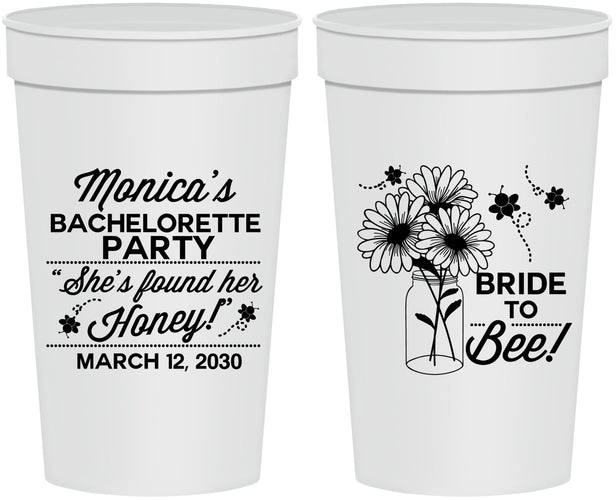 Personalized Bachelorette 32 oz Stadium Cups - Bride To Bee | 60152