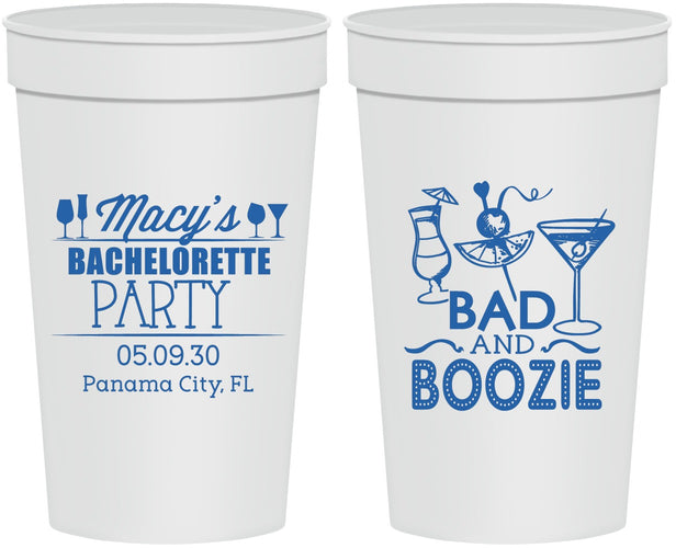 Personalized Bachelorette 32 oz Stadium Cups - Bad And Boozie | 60155