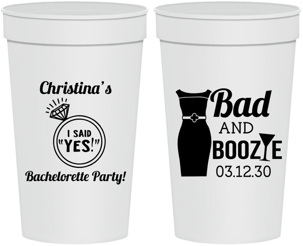 Personalized Bachelorette 32 oz Stadium Cups - Bad And Boozie | 60157