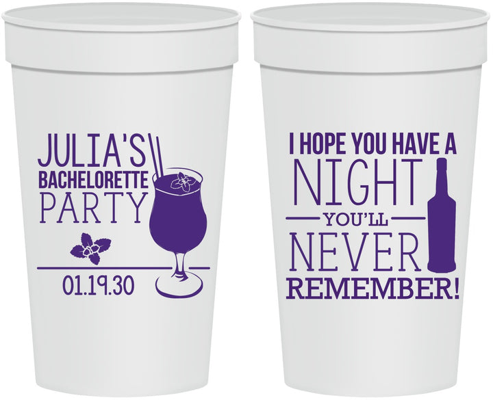 Personalized Bachelorette 32 oz Stadium Cups - Night Never Remember | 60160