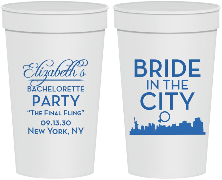 Personalized Bachelorette 32 oz Stadium Cups - New York | 60162
