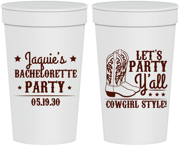 Personalized Bachelorette 32 oz Stadium Cups - Cowgirl Boots | 60163