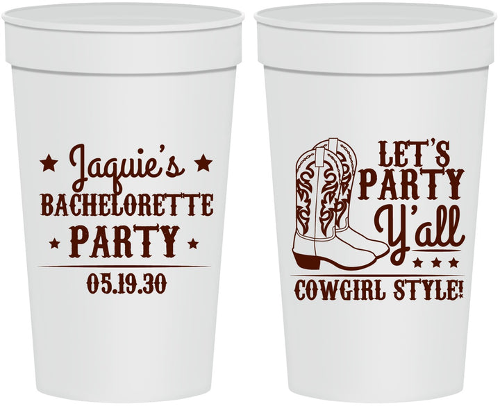 Personalized Bachelorette 32 oz Stadium Cups - Cowgirl Boots | 60163