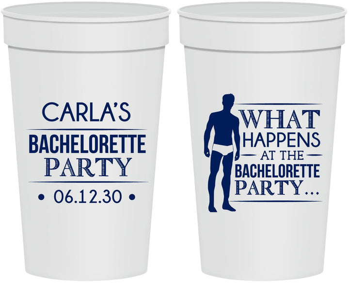 Personalized Bachelorette 32 oz Stadium Cups - What Happens | 60172
