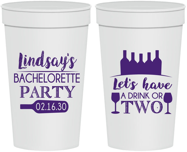 Personalized Bachelorette 32 oz Stadium Cups - Wine Drink Or Two | 60178