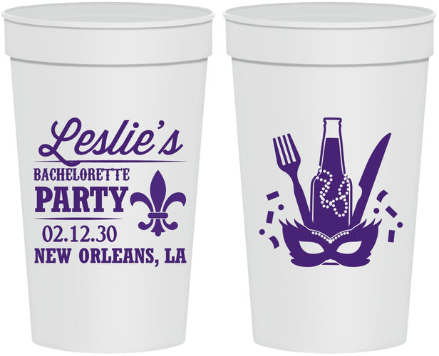 Personalized Bachelorette 32 oz Stadium Cups - Mardi Gras | 60185