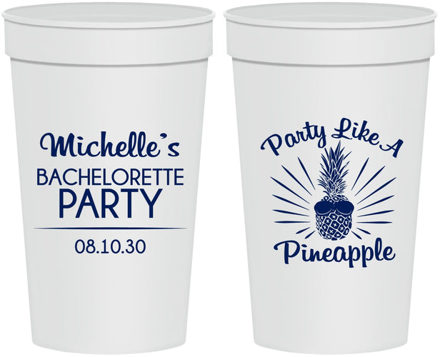Personalized Bachelorette 32 oz Stadium Cups - Party Like A Pineapple | 60193