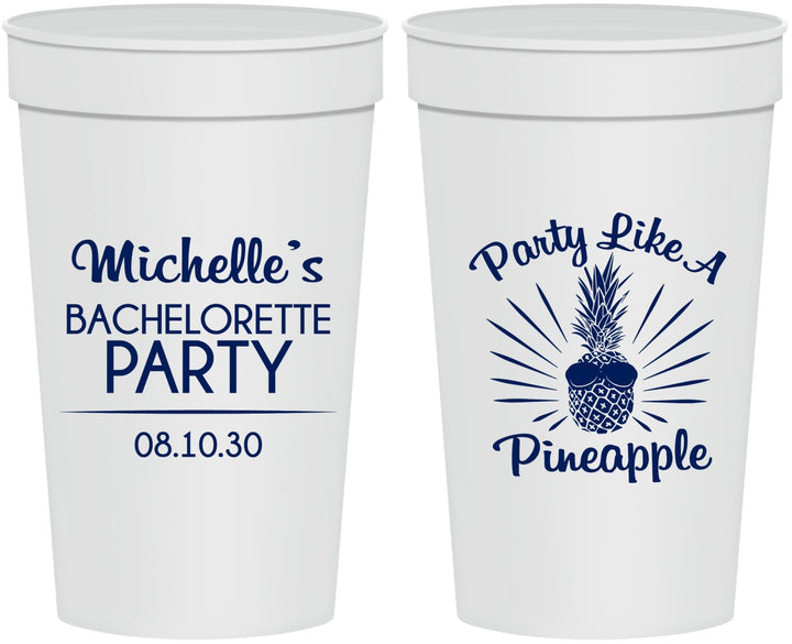 Personalized Bachelorette 32 oz Stadium Cups - Party Like A Pineapple | 60193