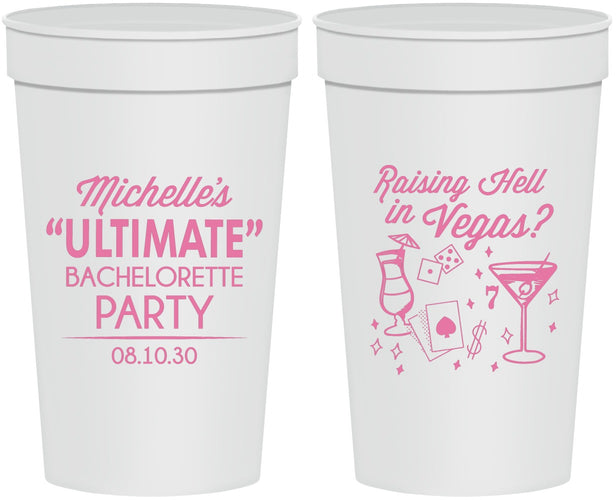 Personalized Bachelorette 32 oz Stadium Cups - Raising Hell In Vegas | 60196