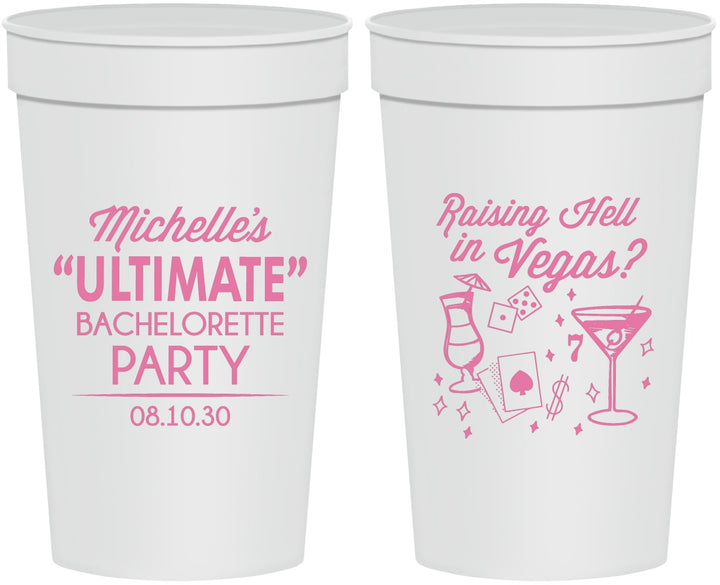 Personalized Bachelorette 32 oz Stadium Cups - Raising Hell In Vegas | 60196