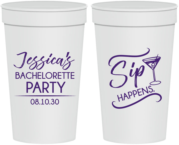 Personalized Bachelorette 32 oz Stadium Cups - Sip Happens | 60197