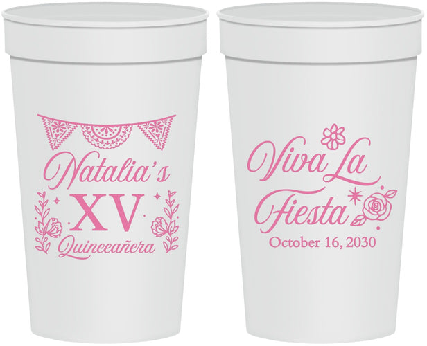Personalized Quinceanera 32 oz Stadium Cups - Viva La Fiesta Quince | 70008