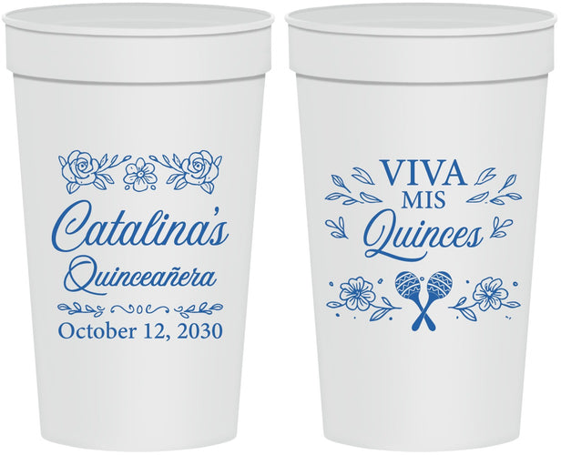 Personalized Quinceanera 32 oz Stadium Cups - Viva Mis Quinces | 70009