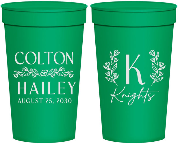 Personalized Wedding 32 oz Stadium Cups - Monogram | 800