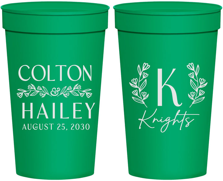Personalized Wedding 32 oz Stadium Cups - Monogram | 800