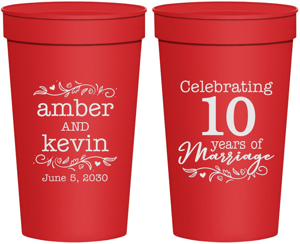 Personalized Anniversary 32 oz Stadium Cups - 10 Years Of Marriage | 80000