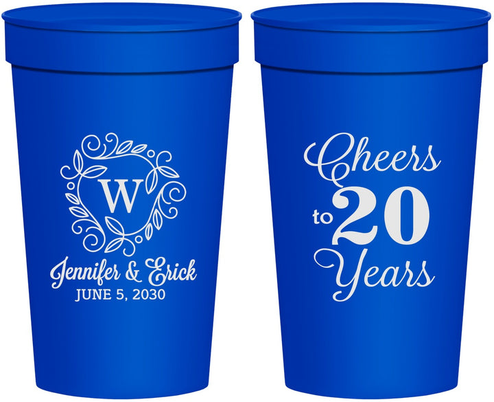 Personalized Anniversary 32 oz Stadium Cups - Cheers To 20 Years | 80001