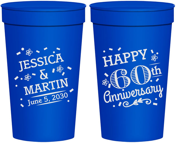 Personalized Anniversary 32 oz Stadium Cups - Cheers To 60 Years | 80009