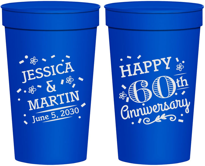 Personalized Anniversary 32 oz Stadium Cups - Cheers To 60 Years | 80009