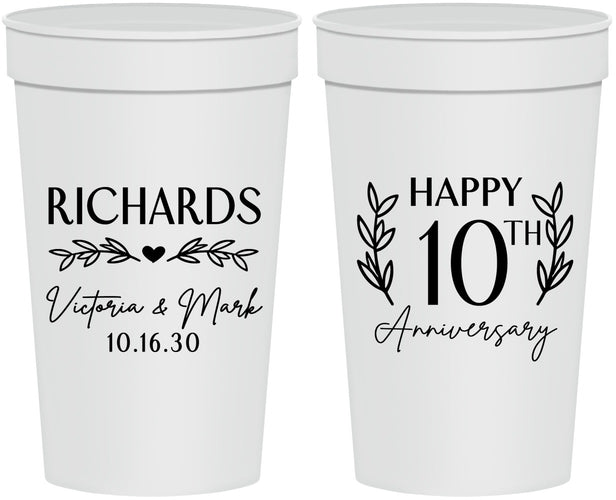 Personalized Anniversary 32 oz Stadium Cups - 10th Wedding | 80010
