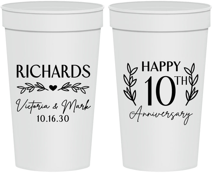 Personalized Anniversary 32 oz Stadium Cups - 10th Wedding | 80010