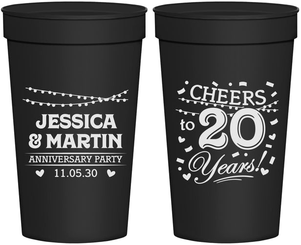 Personalized Anniversary 32 oz Stadium Cups - Cheers To 20 Years | 80011