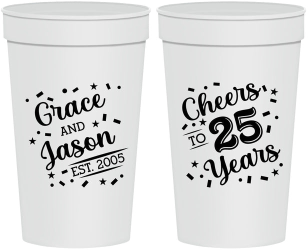 Personalized Anniversary 32 oz Stadium Cups - Cheers To 25 Years | 80012