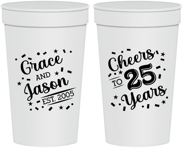 Personalized Anniversary 32 oz Stadium Cups - Cheers To 25 Years | 80012
