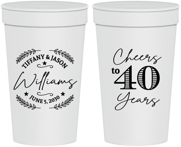 Personalized Anniversary 32 oz Stadium Cups - Cheers To 40 Years | 80015