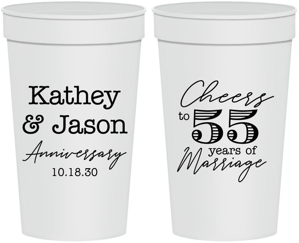 Personalized Anniversary 32 oz Stadium Cups - Cheers To 55 Years | 80018