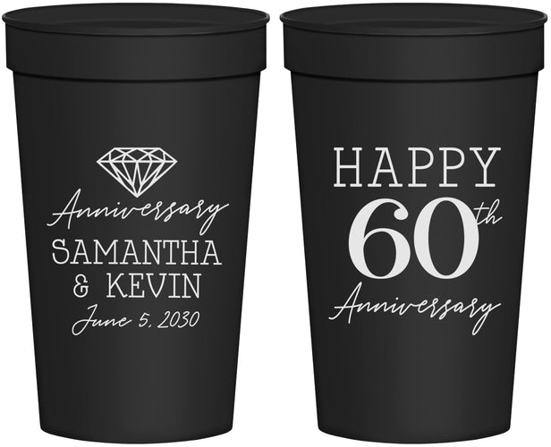 Personalized Anniversary 32 oz Stadium Cups - 60th Wedding | 80019