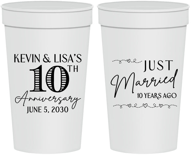 Personalized Anniversary 32 oz Stadium Cups - 10 Years Down | 80020