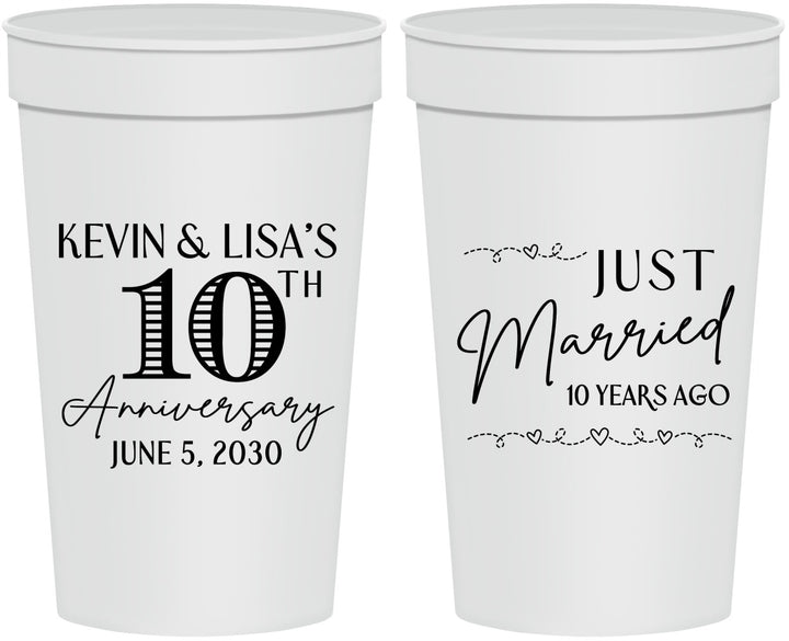 Personalized Anniversary 32 oz Stadium Cups - 10 Years Down | 80020