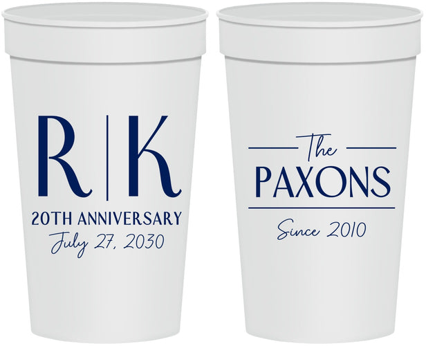 Personalized Anniversary 32 oz Stadium Cups - 20th Wedding | 80021