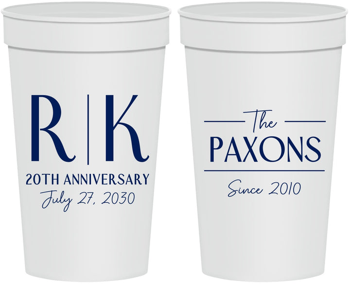 Personalized Anniversary 32 oz Stadium Cups - 20th Wedding | 80021