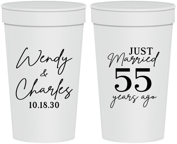Personalized Anniversary 32 oz Stadium Cups - Just Married 55 Years Ago | 80028