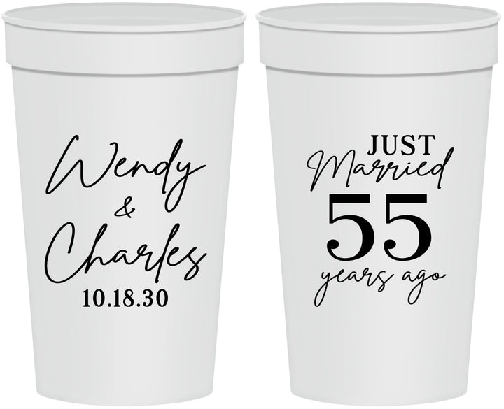 Personalized Anniversary 32 oz Stadium Cups - Just Married 55 Years Ago | 80028