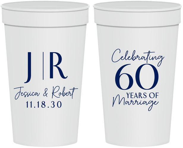 Personalized Anniversary 32 oz Stadium Cups - 60 Years Of Marriage | 80029