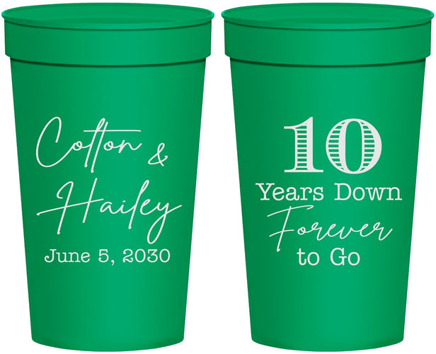 Personalized Anniversary 32 oz Stadium Cups - Just Married 10 Years Ago | 80030