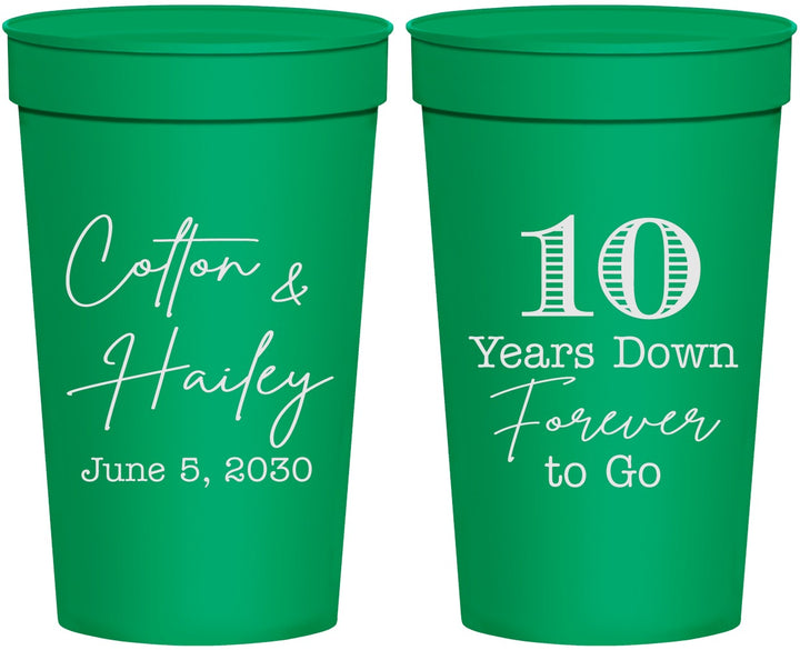 Personalized Anniversary 32 oz Stadium Cups - Just Married 10 Years Ago | 80030
