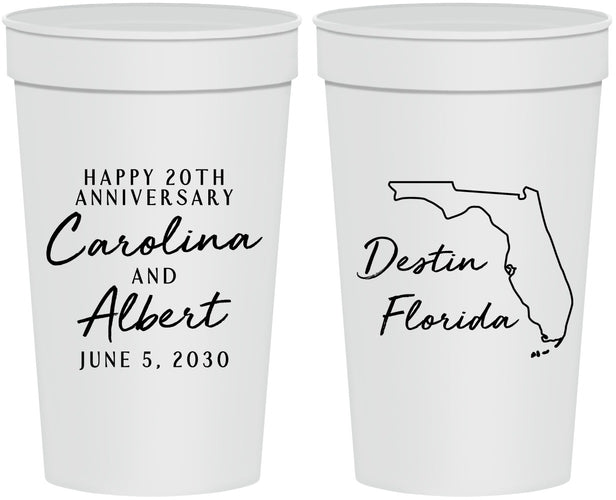 Personalized Anniversary 32 oz Stadium Cups - 20th Wedding | 80031