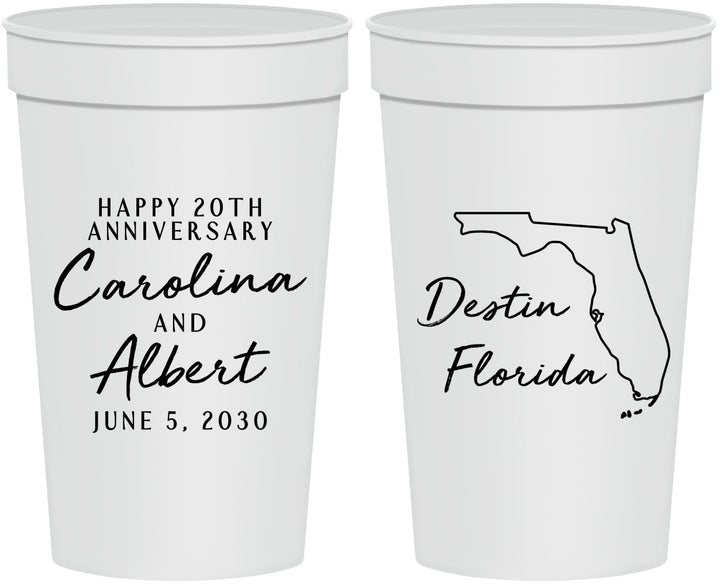 Personalized Anniversary 32 oz Stadium Cups - 20th Wedding | 80031